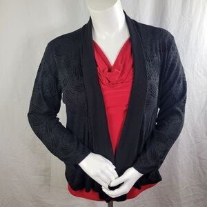 Carol Rose Open Front‎ Black Cardigan
